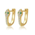 Fashion Gold Plated Brass Cubic Zirconia Animal Snake Huggie Hoop Earrings for Women Jewelry