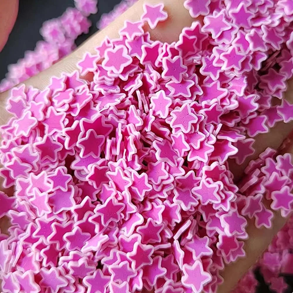 5mm Pink Star Polymer Clay Sprinkles for Nail Art UV Epoxy Resin Silicone Mold Flakes Slime Filler Making