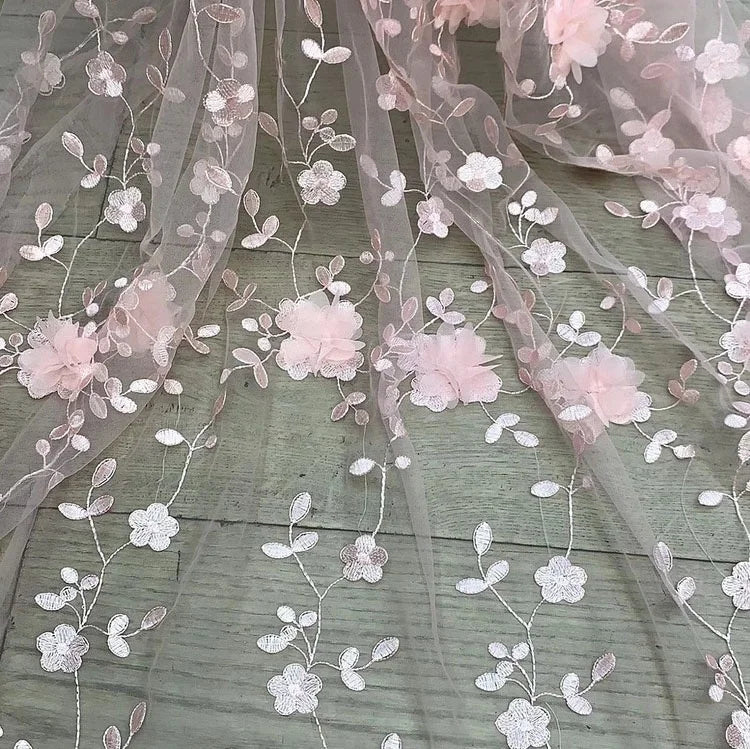 Fantastic Embroidery 3d Floral Tulle Lace Fabric for Ladies Dresses LT20997