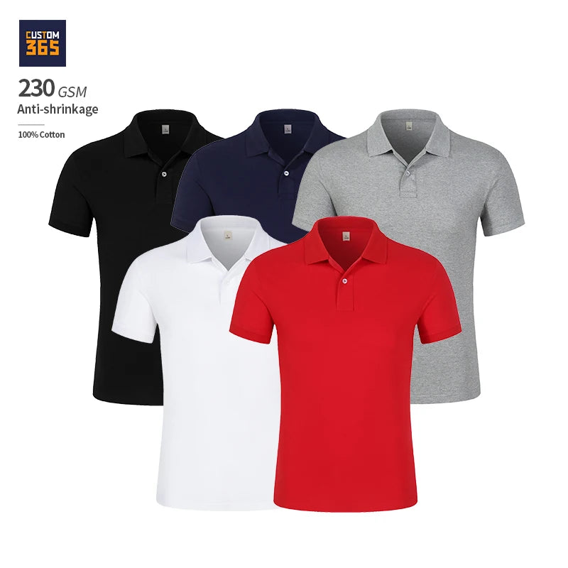 230 Gsm 100% Cotton Anti-Pilling Anti-Shrinkage Custom Embroidery Logo Polos Para Hombre Men's Cotton Polo Shirt