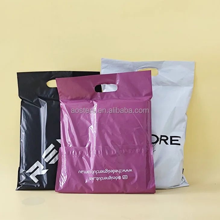 Custom Mailers Shipping Black Postal Mailing Bags Polymailer Shipping Bag with Handle Custom Poly Mailer Bag with Handle