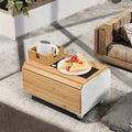 Customizable High-End Modern Double-Tier Lacquer Finish Sofa Armrest Tray Mug Holder Non-Slip Bamboo Multifunctional Storage