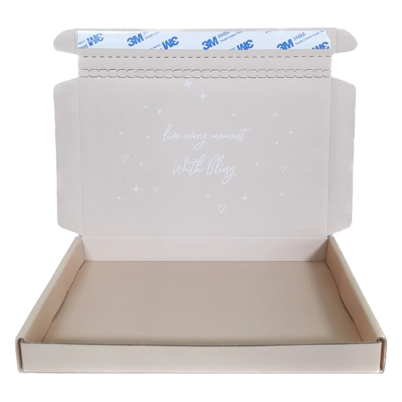 Customize Self Adhesive Corrugated Mailer Box Self Seal Jewelry Shipping Box pink Letter Postal Box with Tear Strip