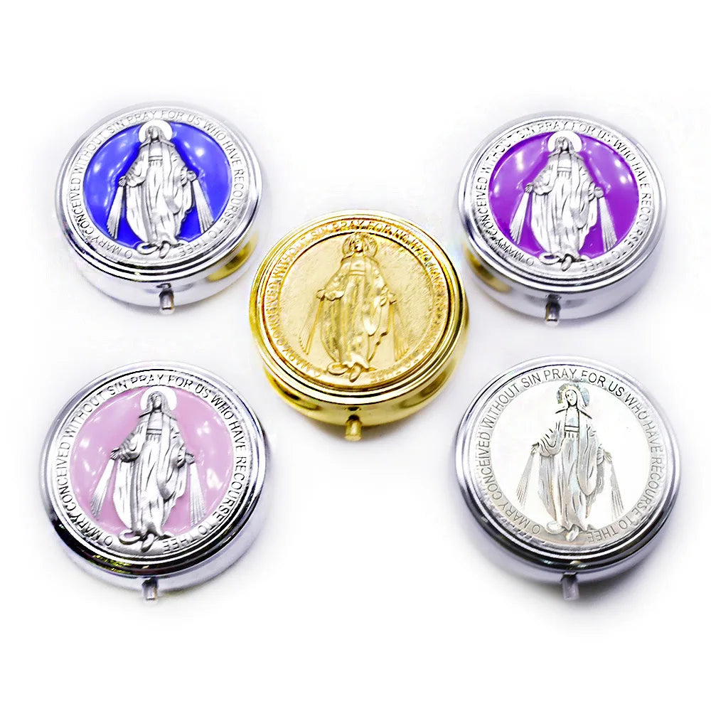 10*10*3cm Catholic Religious Virgin Mary Gift Box for Rosary Chain Necklace Packing