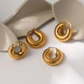 SSeeSY Western Plated Gold Stainless Steel Fashion Jewelry Joyas Hoop Earrings for Women