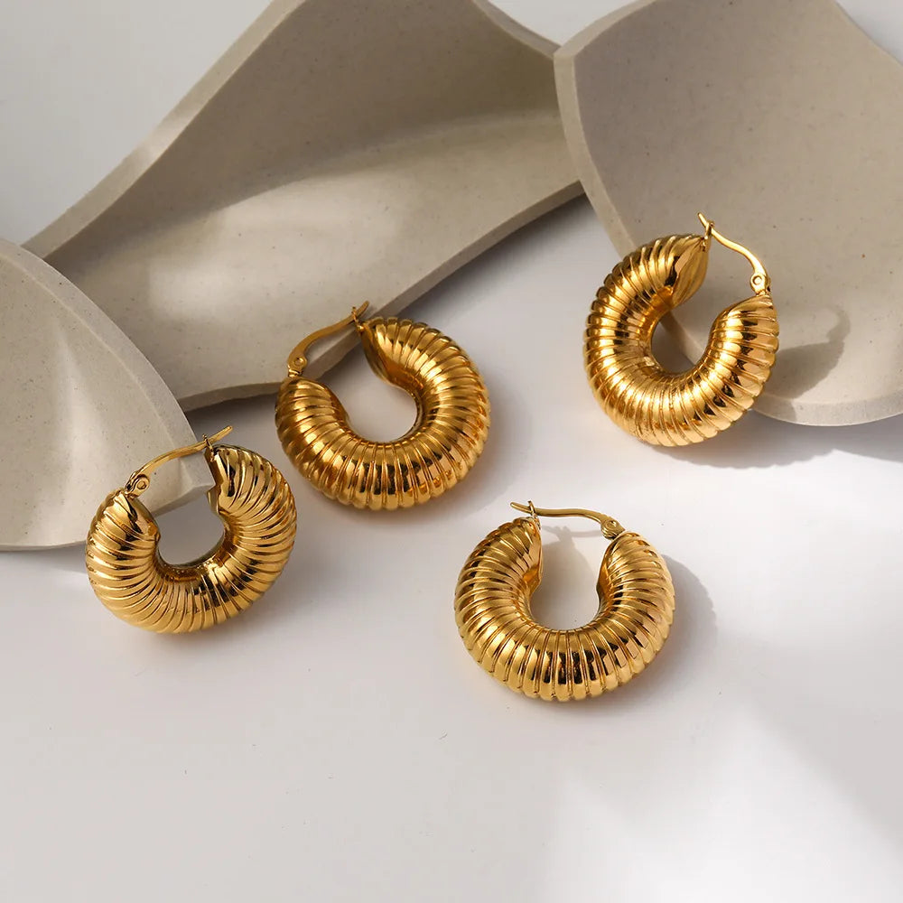 SSeeSY Western Plated Gold Stainless Steel Fashion Jewelry Joyas Hoop Earrings for Women