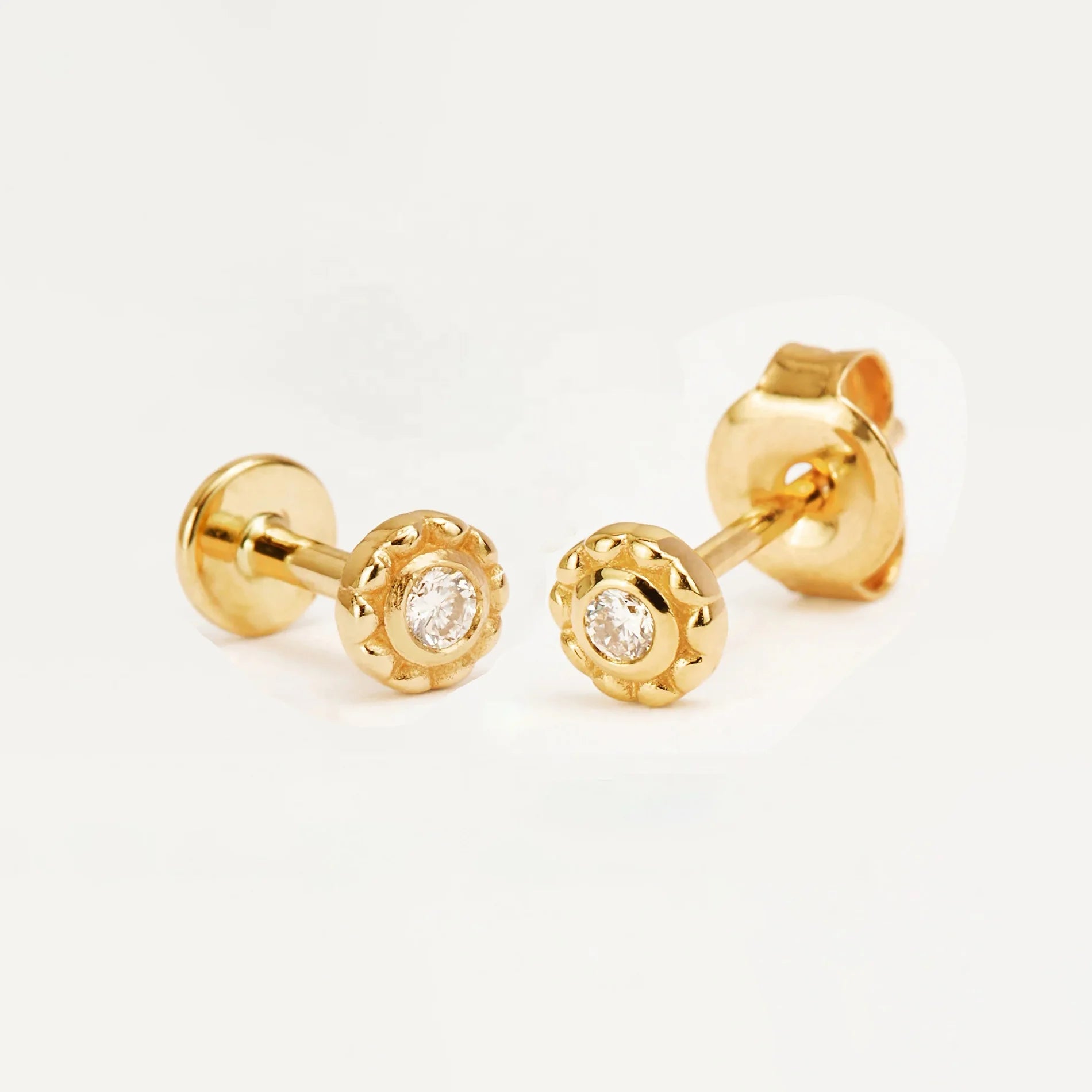 LOZRUNVE 925 Sterling Silver 14k Gold Delicate Diamond Piercing Earring Jewelry