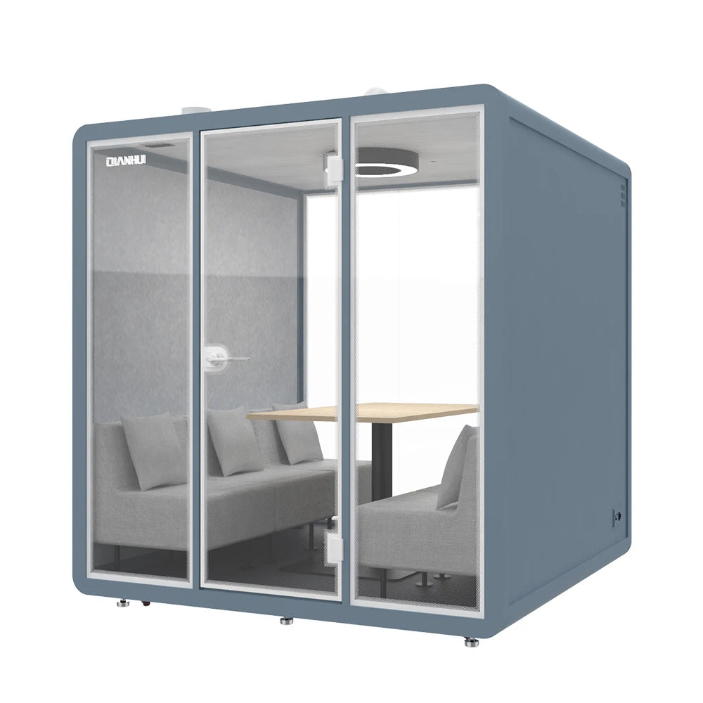 2026 Portable Soundproof Booth Meeting Pods with 4000K Natural Light air Flowing Acoustic Panel Soundproof Glass in Mall