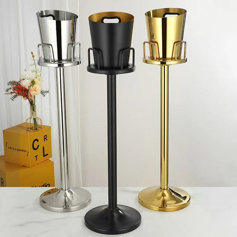 Wholesale Stainless Steel Metal Hotel Bar Ice Bucket Luxury Silver Gold Black Champagne Wine Cooler Beer Ice Buckets With Handle