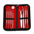 Stainless Steel Dental Hygiene Set with Tooth Pick Scraper Mouth Mirror Tweezer Kit Tooth Cleaning Tools and Tongue Cleaner