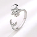 2023 New Arrivals Adjustable Rotatable Spinner Ring Zircon Moon Star Fidget Ring for Women