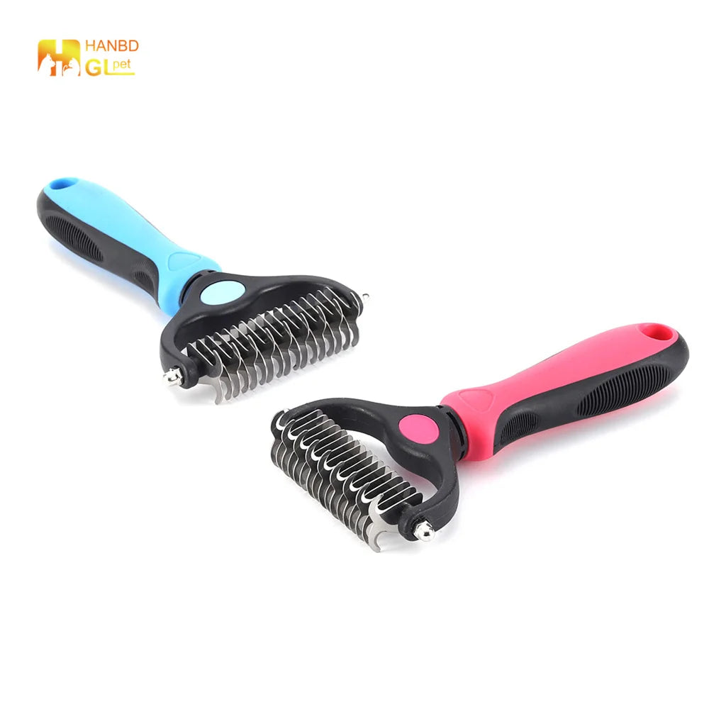 Wholesale Pet Hair Remover Brush Grooming Brush Double Sided Shedding and Dematting Undercoat Rake Comb for Dogs and Cats