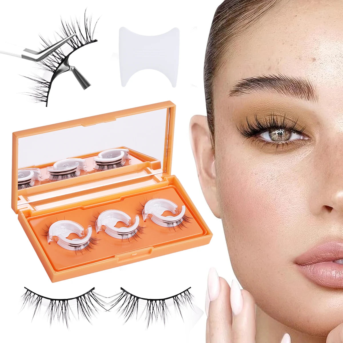 New Self-Adhesive False Eyelashes No Glue Reuseable Waterproof Wispy Comfortable Natural Look Pre Glued Strip Lashes