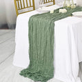 Custom Light Table Decor Bohemian Wedding Party Sage Green Terracotta Wrinkle Table Runner Solid Cheesecloth Table Runner