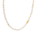 Stainless Steel 18K Gold Irregular Pearl Chain Necklace Titanium Steel PVD Personalized Square Bead Freshwater Pearl Necklace