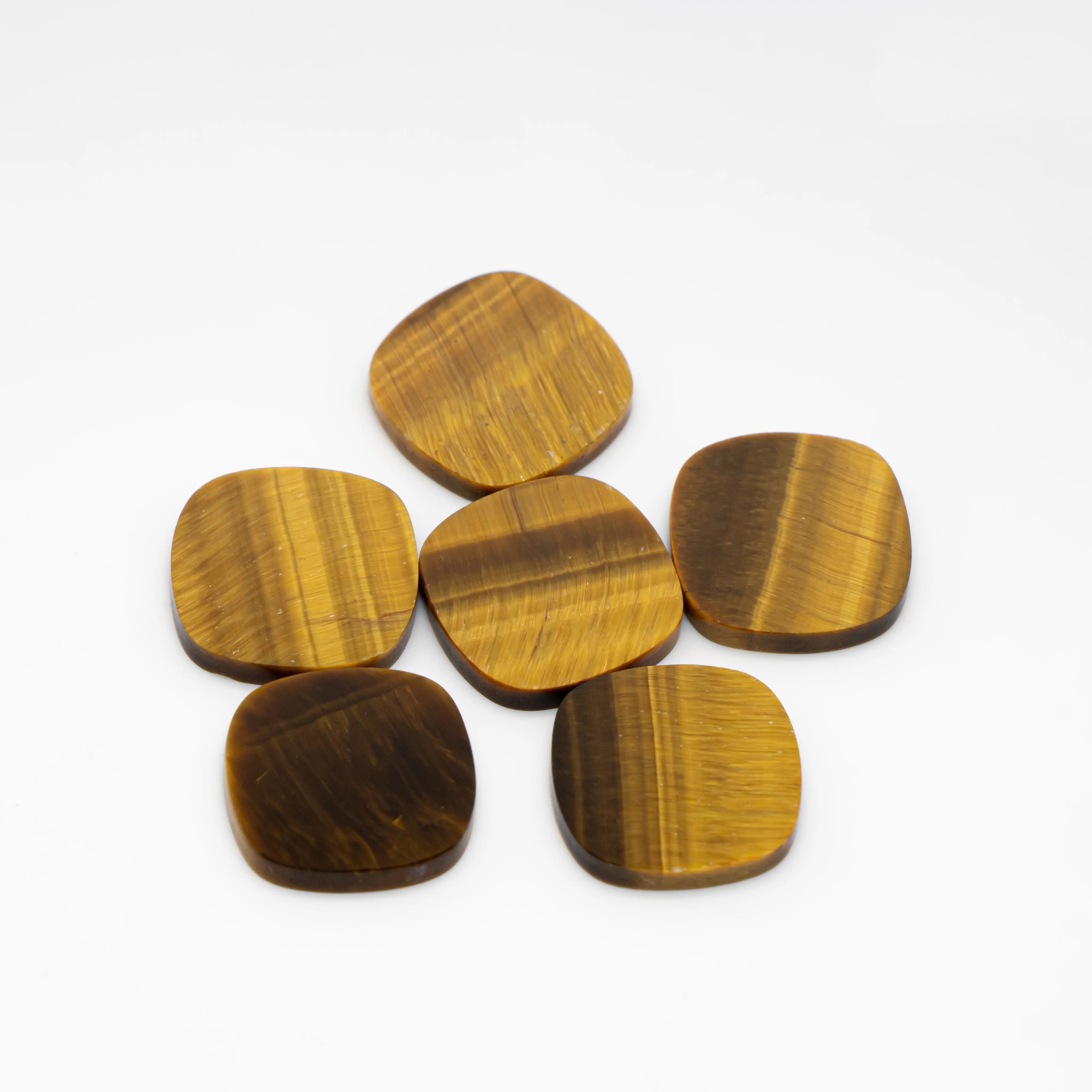 2025 Manufacturer Supply High Quality Natural Tiger Eye Cushion Disc Double Flat Back Gemstone