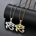 GT ODM Men's Ancient Egyptian Amulet Necklace 316L Stainless Steel with Gold Plated Eye of Horus Pendant Luxury Jewelry