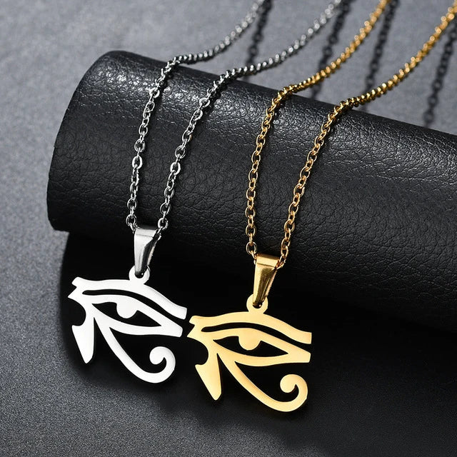 GT ODM Men's Ancient Egyptian Amulet Necklace 316L Stainless Steel with Gold Plated Eye of Horus Pendant Luxury Jewelry
