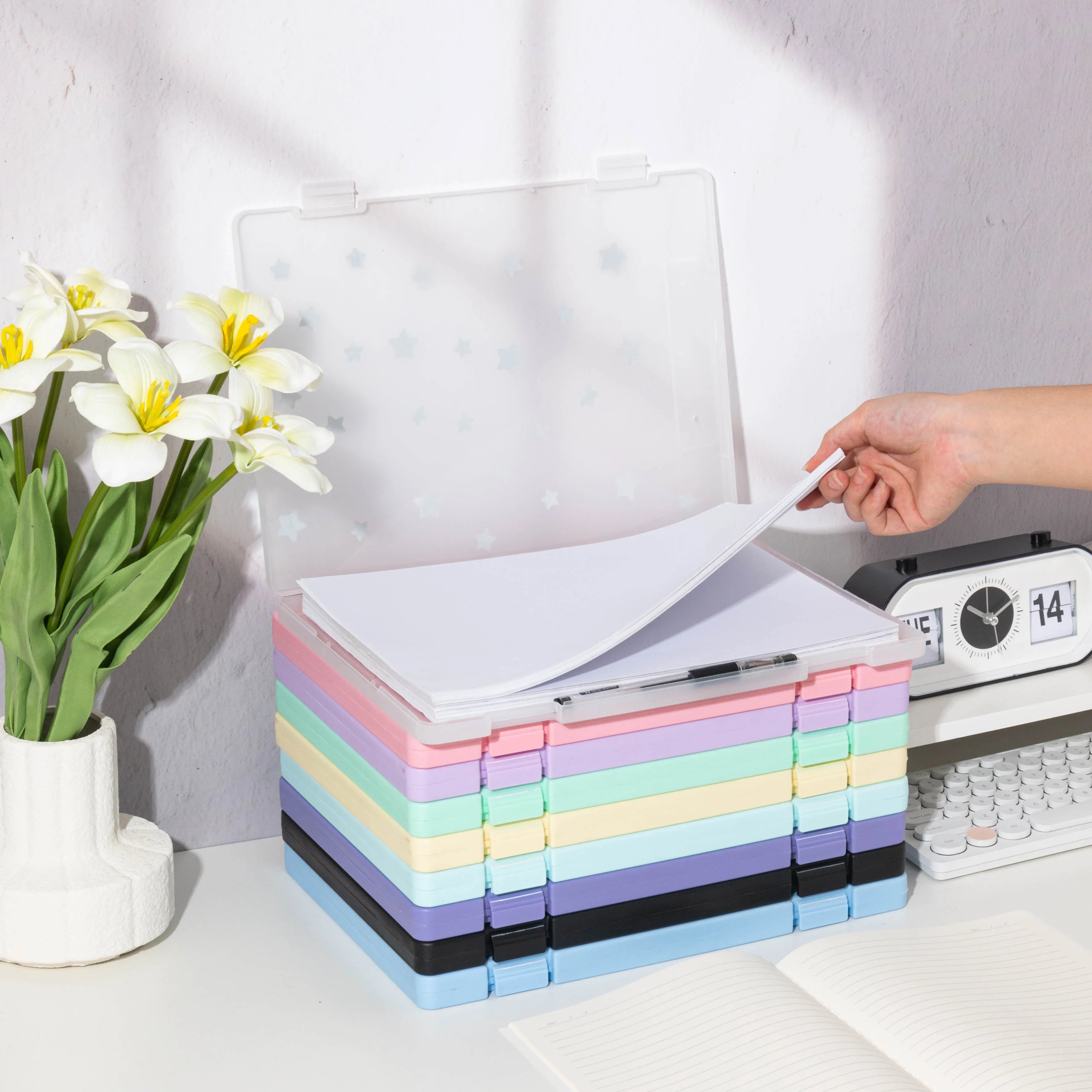 2024 New Products Plastic Durable A4 Office Document Storage Fill case Magazine Box File Box Folders Custom logo