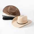 MOTE-MH206 Autumn Winter New Design Fashion Cowboy Hat Belt Decoration Western-style Man's Hat Outdoor Simple Wool Hat