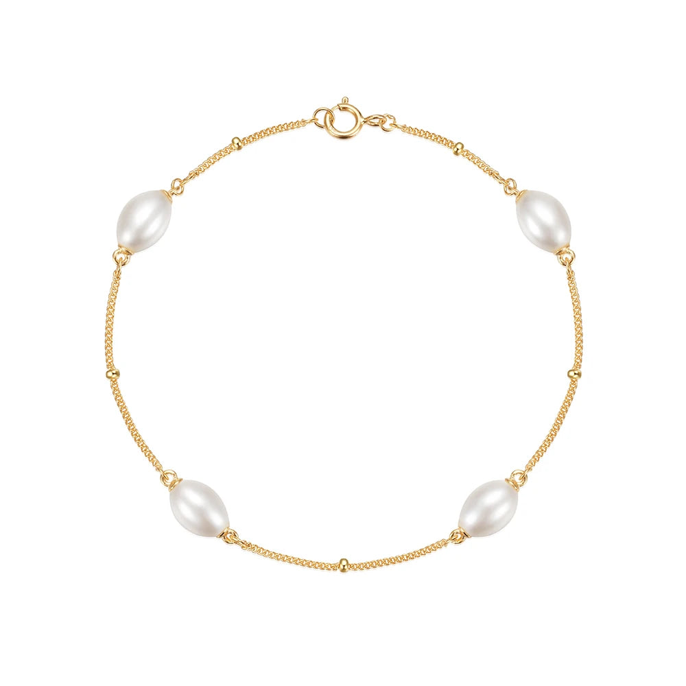 Fashion Silver Bracelets Jewelry 925 Sterling Silver Pearl Bracelets Gold Plated Chain Bracelets for Women Dropshipping