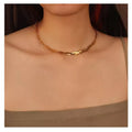 Chris April in Stock Fashion Jewelry PVD Gold Plated 316L Stainless Steel Twisting Herringbone Choker Necklace