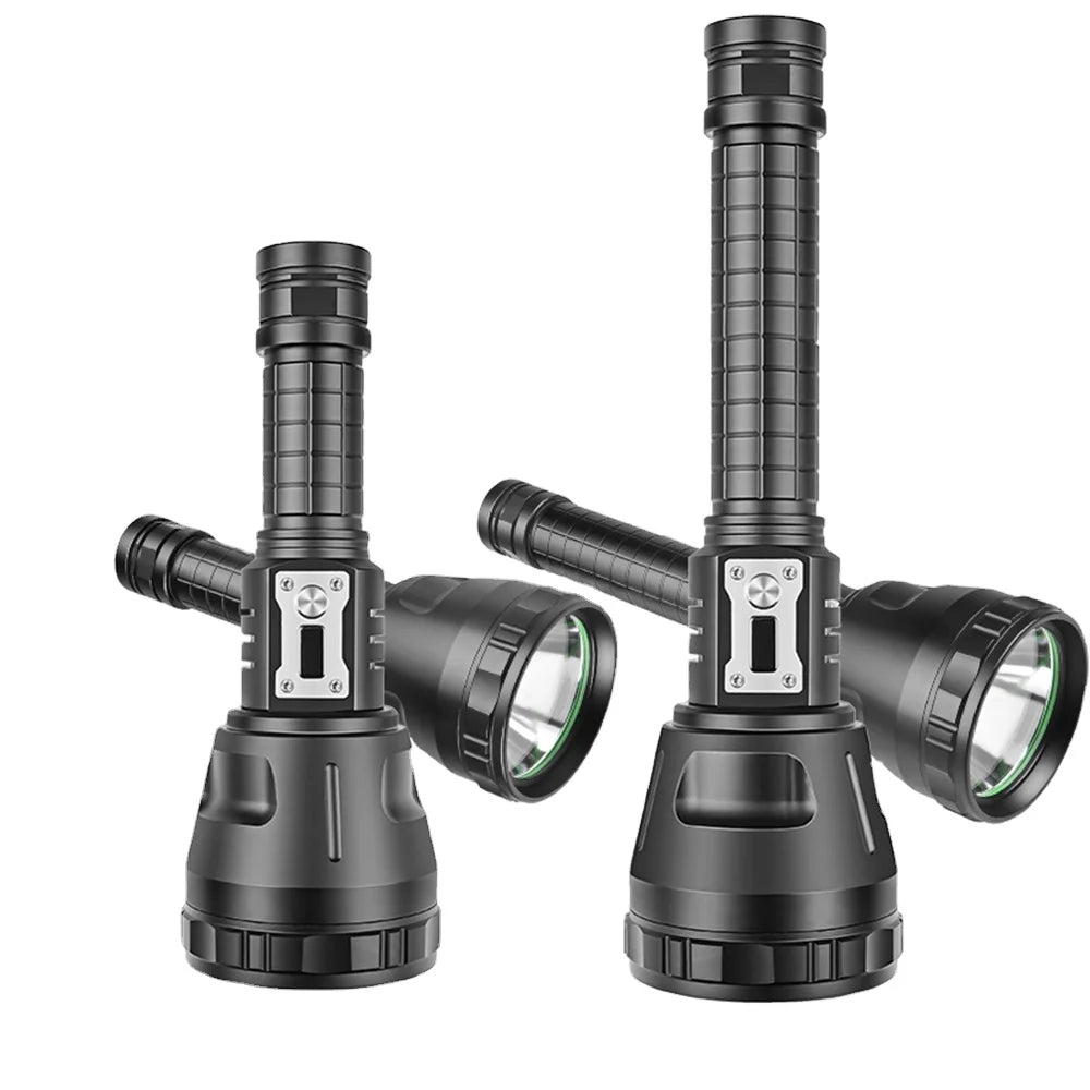 Helius New High-power Flashlight With Display Oversized Light Cup Fixed Focus Torch Usb Rechargeable Strong Light Torch