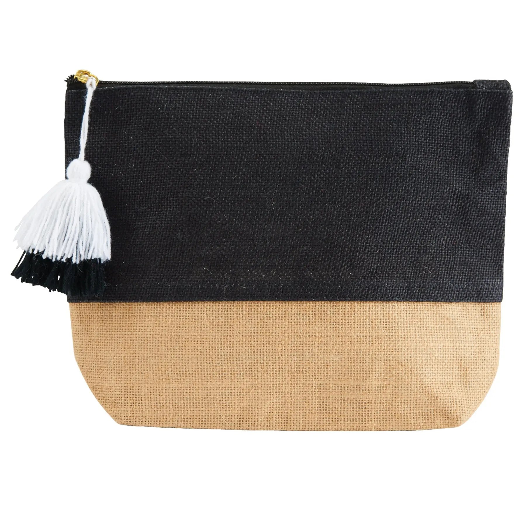 Wholesale Jute Cosmetic Bag Makeup Bag Travel Mini Makeup Bag with Tassels