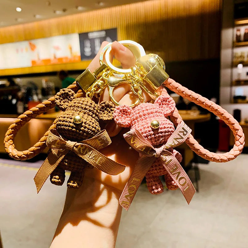 Cartoon Bear Keychains Pendants Fashionable Violent Bear Hanging Ropes for Cars Women's PU Bags Accessories
