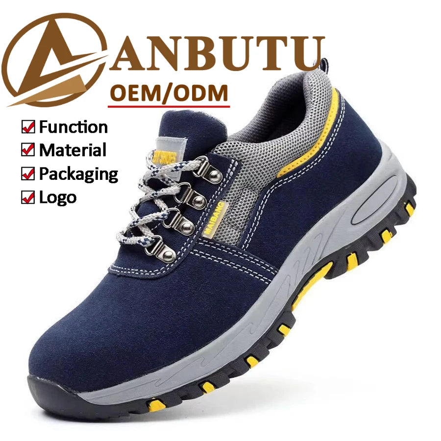 New Fashion Men's Suede Safety Shoes Outdoor Drop Shipping Men's Work Safety Shoes Steel Toe Men's Trendy Safety Shoes