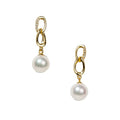 Premium 925 Sterling Silver 8mm White Pearl Drop Earrings - Chain Link Style silver jewelry earring jewelry jewelry set Anniv