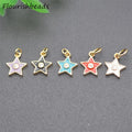 Delicate Design Nickel Free Anti Rust Gold Plated Metal Brass CZ Pave Colorful Enamel Small Star Charms for DIY Bracelet Making