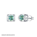 Heart Shape Gallery Colorful Green Blue Yellow Pink Black Moissanite Diamond 925 Sterling Silver Stud Earrings