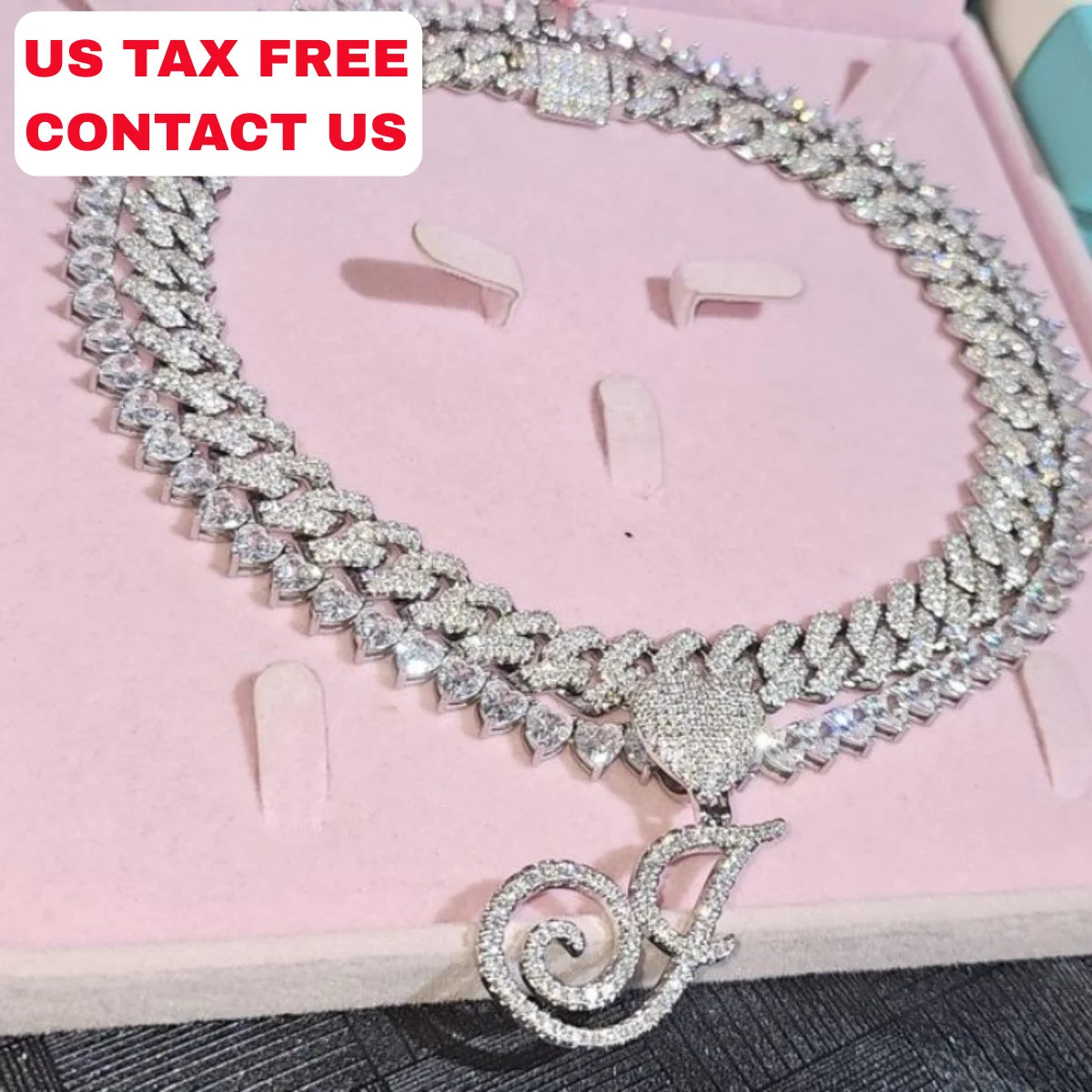 Custom Name Cursive Letter Pendant Necklace Bracelet Gold Silver Charm Men's Women Fashion Hip Hop Rock Jewelry With Rope Chain