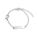 Personalized Customized Engraved Diy Custom Name Bracelet 925 Sterling Silver Enamel Unicorn Bar Bracelet for Children