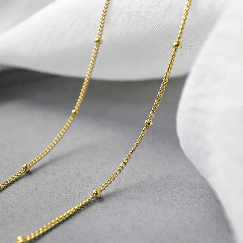 VIANRLA Mini Ball Necklace 925 Sterling Silver Sphere Necklace Satellite Chain Dainty Layering Necklace