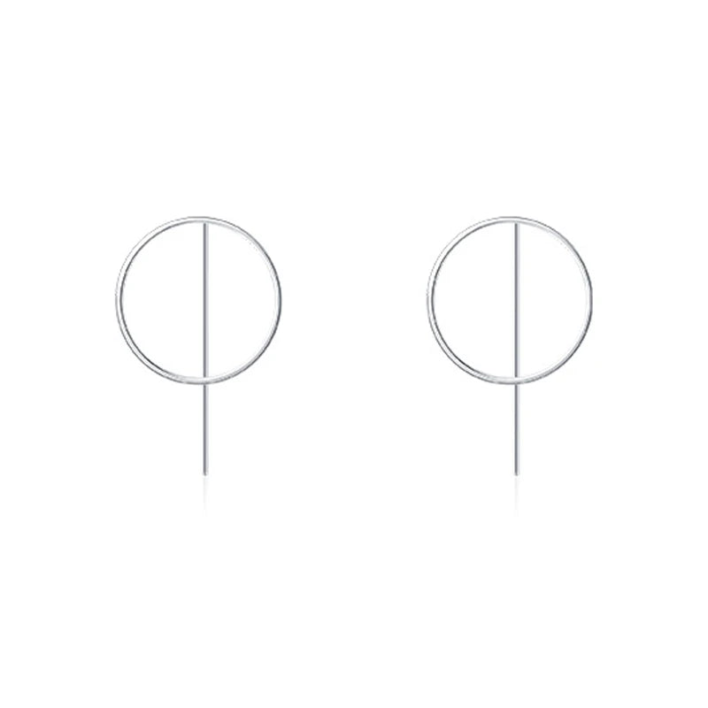 Minimalist S925 Sterling Silver Rhodium Plated Earrings for Women Exaggerated Irregular Smooth Geometric Circles Chic Party Wear