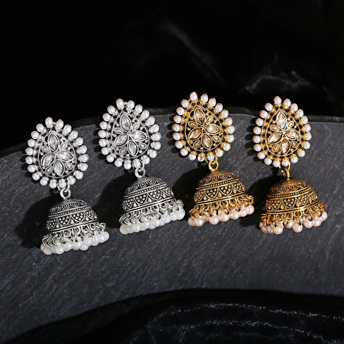 Indian Boho Ethnic Gold Plated Drop Earrings for Women Pendant Bell Tassel Jewelry for Parties and Gifts