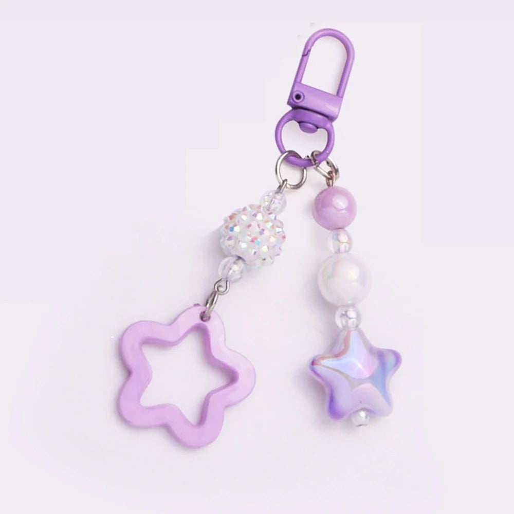 Alloy Key Chain Fashion Decoration Acrylic Keychains Promotional Gifts Keyring Purple Plastic Star Charm Keychain