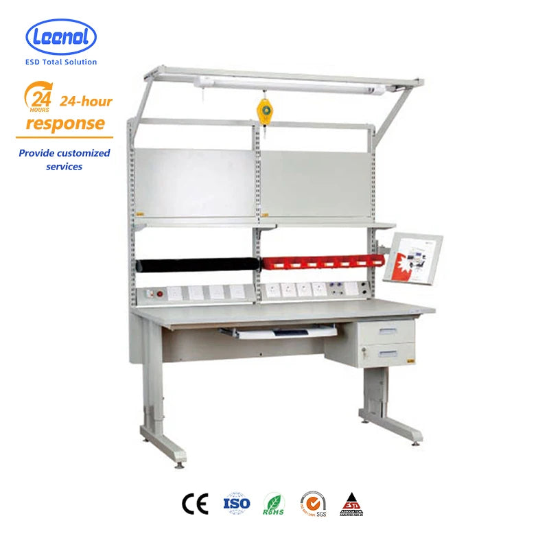 Leenol Adjustable Anti-static Workbench Factory Assembly Line with Drawers Stainless Steel Packing Workbench