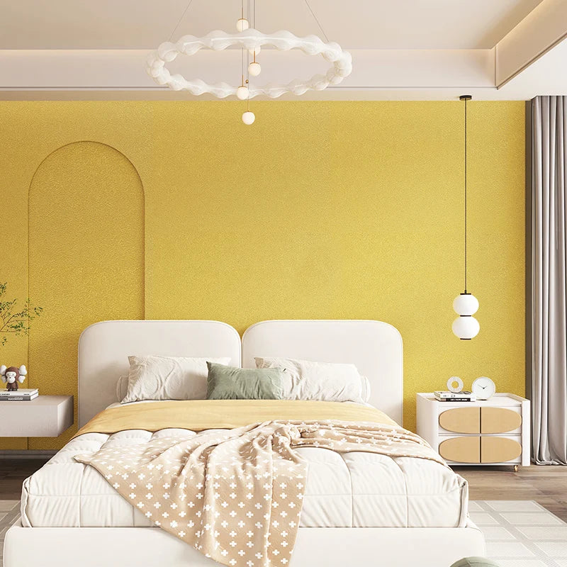 Room Design Green Yellow  Vinyl Waterproof PVC Wall Paper Home Decoration 3D Decorative Wallpaper Rolls for Bedroom Living Room