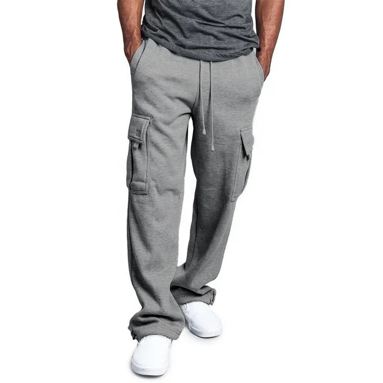 China Fashion Casual Mid Breathable Chinos Pants Custom Brand Drawstrings Grey Tactical Cargo Joggers Men Relaxed Fit Trousers