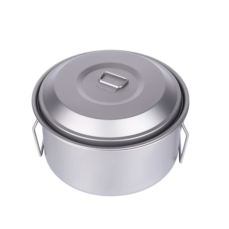 Multifunctional 2.8L/94.7oz Camping Cookware Outdoor Steaming Rack and Lid Stockpot with Steamer for Outdoor Cooking