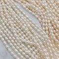 3-4mm White Freshwater Pearl Loose Strand Rice Shape Pearl Beads for Jewelry Making Necklace Bracelet Earrings