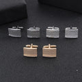 Wholesale New Men's Business Carved Striped Cufflinks Personalized Square Pattern Buttons Cufflinks (MD035)