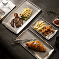 Retro Old Tableware Stainless Steel Rectangular Plate for Barbecue Beef Plate Buffet Dish Shallow Serving Tray