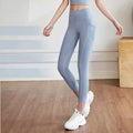 Women's High Waist Butt-Lifting Tummy Control Yoga Pants Sports Fitness Elastic Tight Solid Peach Leggings-Long