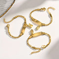 Qiuhan Zircon Letter Children's Baby Bracelet Stainless Steel Gold Engraved Custom Name Bracelet