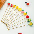 304 Stainless Steel Custom Decorative Heart Floral Stick Twist Bamboo Food Finger Bar Pick Cake Fruit Skewer