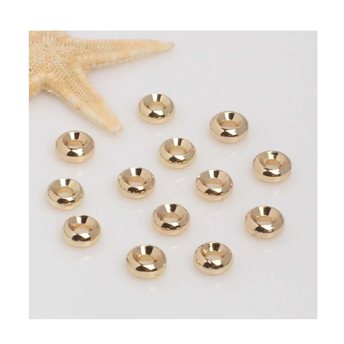 14K Gold Plated Versatile Wheel Spacer Beads Simple Wheeled Bead Bracelet Necklace Beaded Decoration Handmade Jewelry Findings